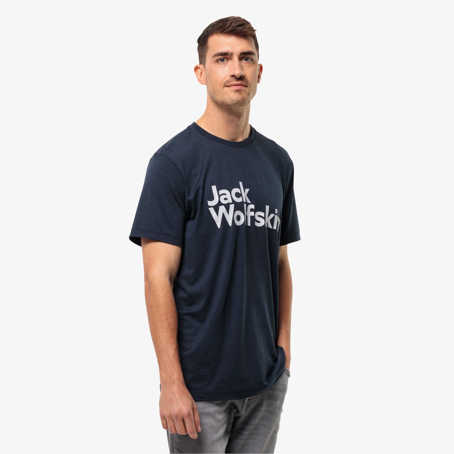  Jack Wolfskin Brand Erkek Mavi Günlük T-Shirt