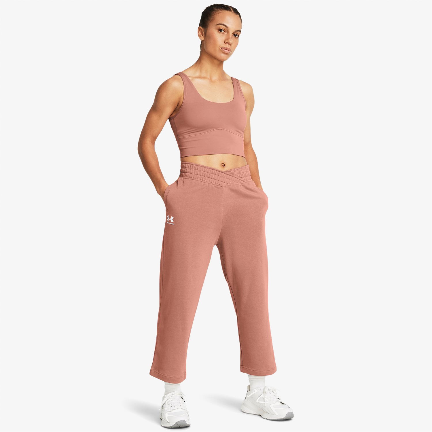  Under Armour Rival Terry Crop Kadın Pembe Günlük Eşofman Altı