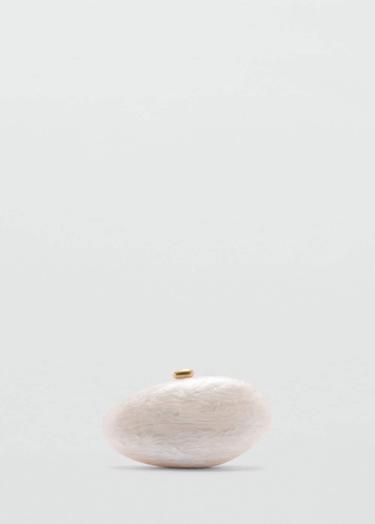  Mango Kadın İnci Görünümlü Clutch Çanta Fildişi Rengi