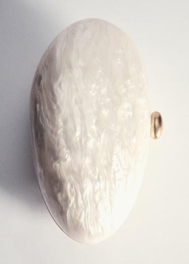  Mango Kadın İnci Görünümlü Clutch Çanta Fildişi Rengi