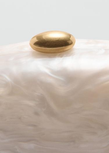  Mango Kadın İnci Görünümlü Clutch Çanta Fildişi Rengi