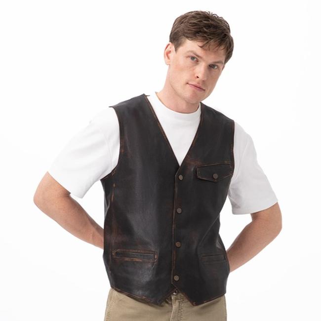  Allan Kahve Erkek Vintage Deri Yelek