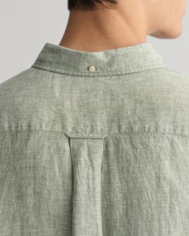  GANT Erkek Yeşil Regular Fit Düğmeli Yaka Keten Gömlek