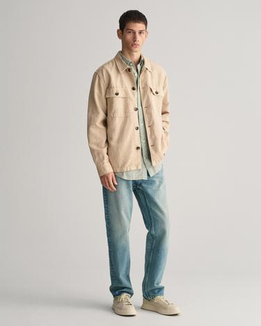  GANT Erkek Yeşil Regular Fit Düğmeli Yaka Keten Gömlek