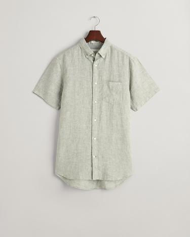  GANT Erkek Yeşil Regular Fit Düğmeli Yaka Keten Gömlek
