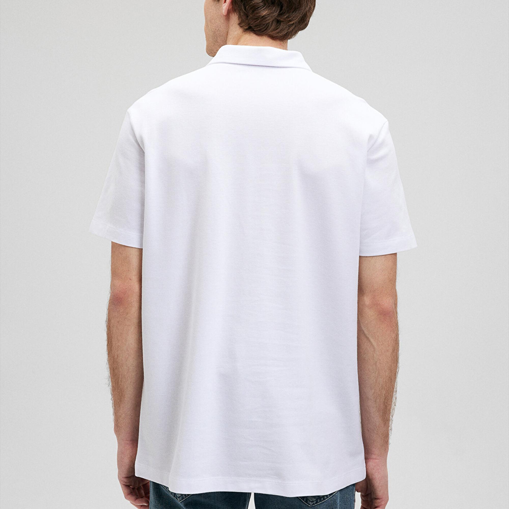 Mavi Beyaz Polo Tişört Loose Fit / Bol Rahat Kesim 0611904-620