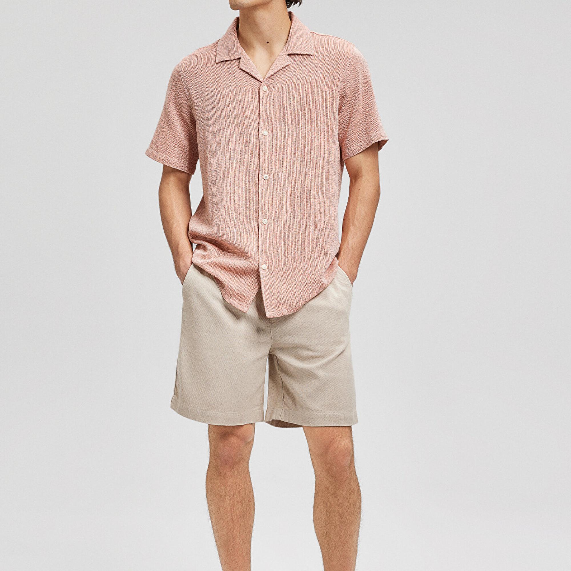 Mavi Dokulu Turuncu Gömlek Regular Fit / Normal Kesim 0210828-70448