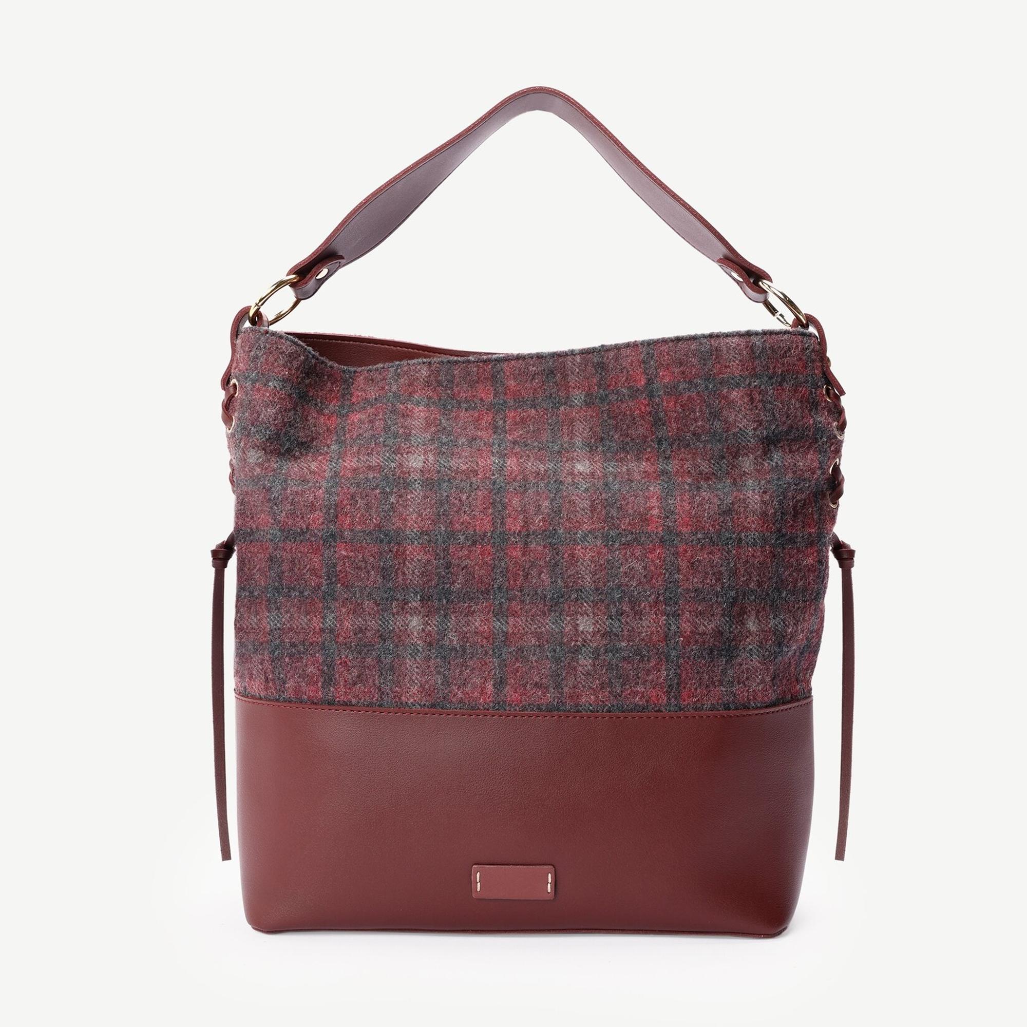 Deri Garnili Kumaş Omuz Çantası