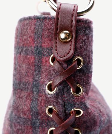  Deri Garnili Kumaş Omuz Çantası