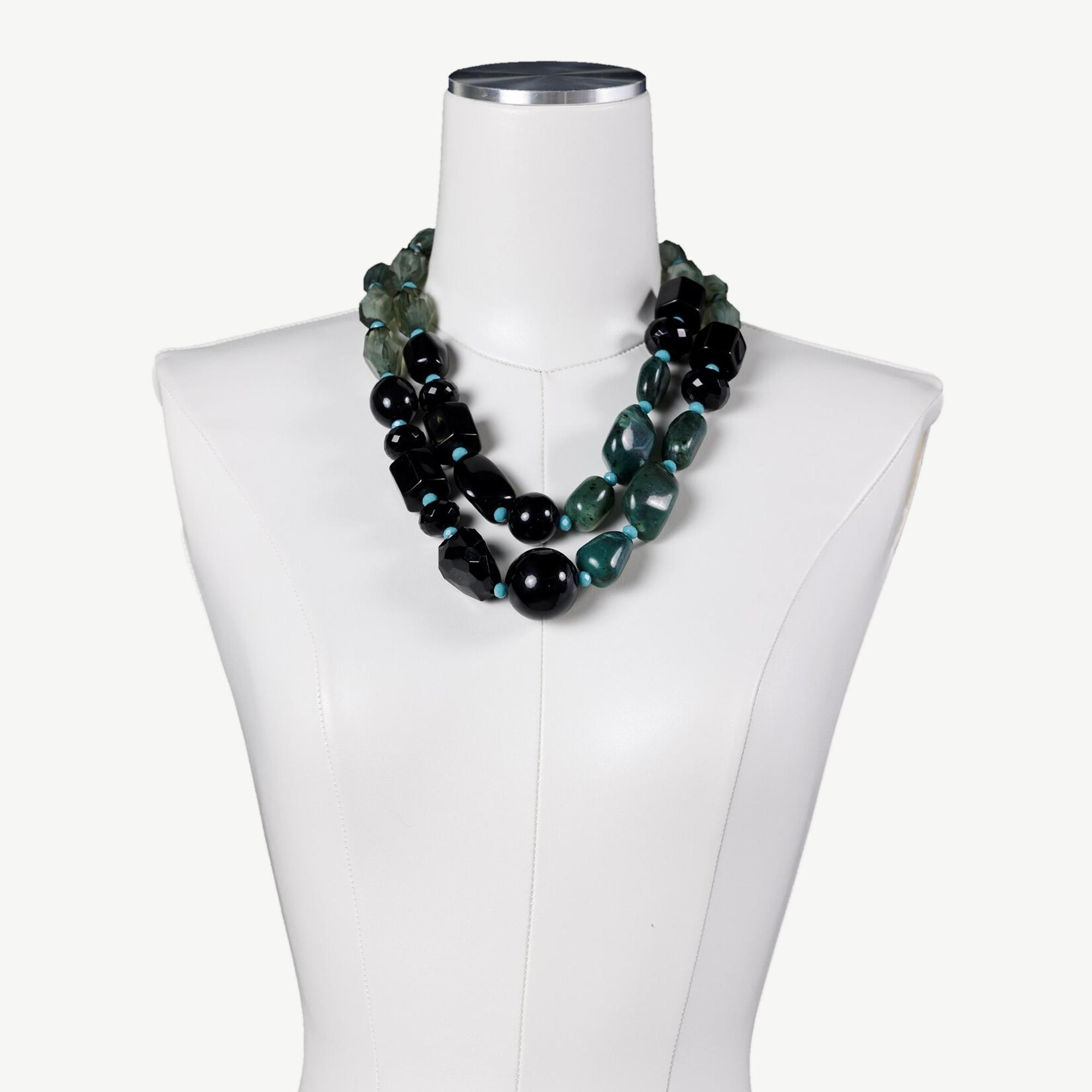 İkili Akrilik Büyük Taşlı Kolye