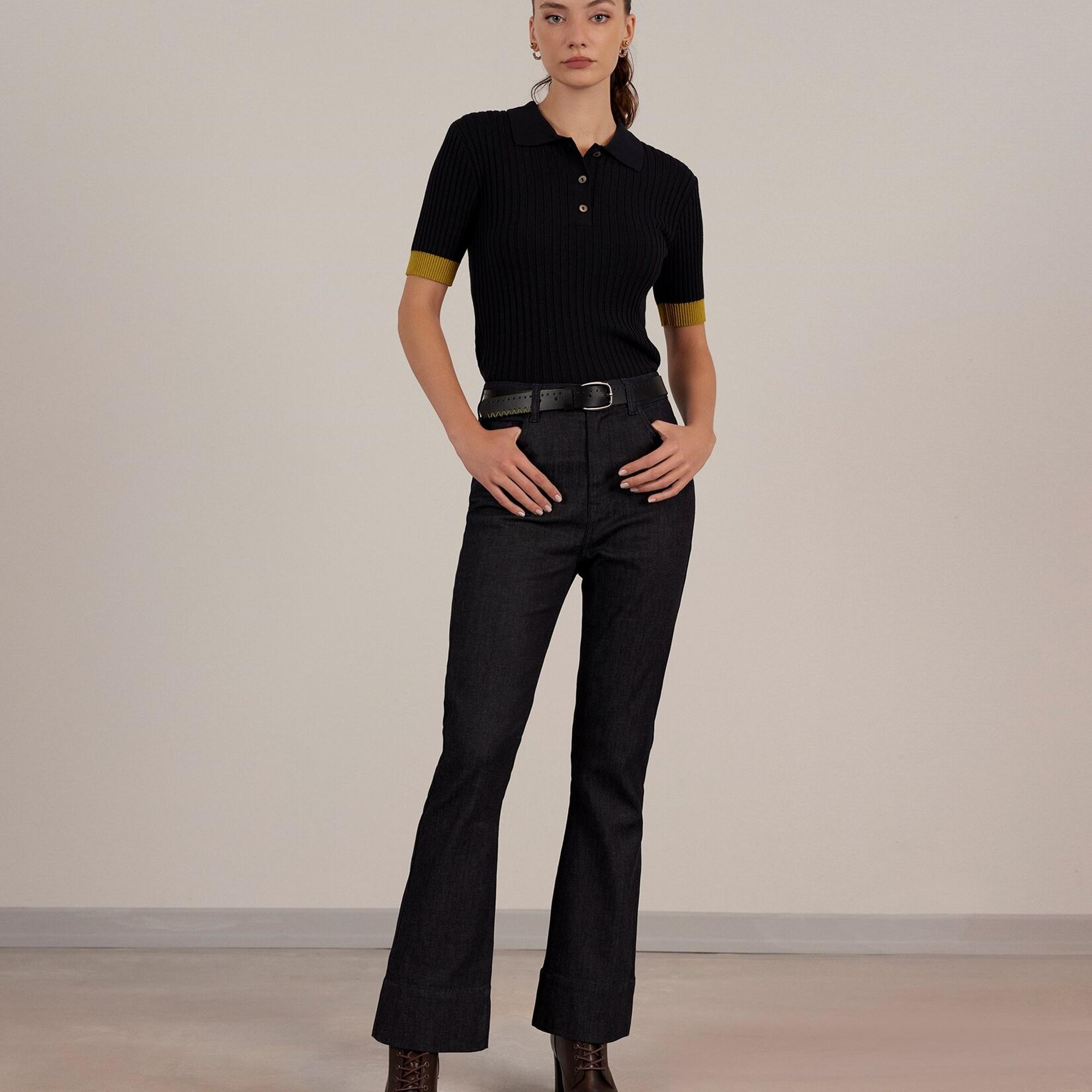 Biye Detaylı Denim Pantolon