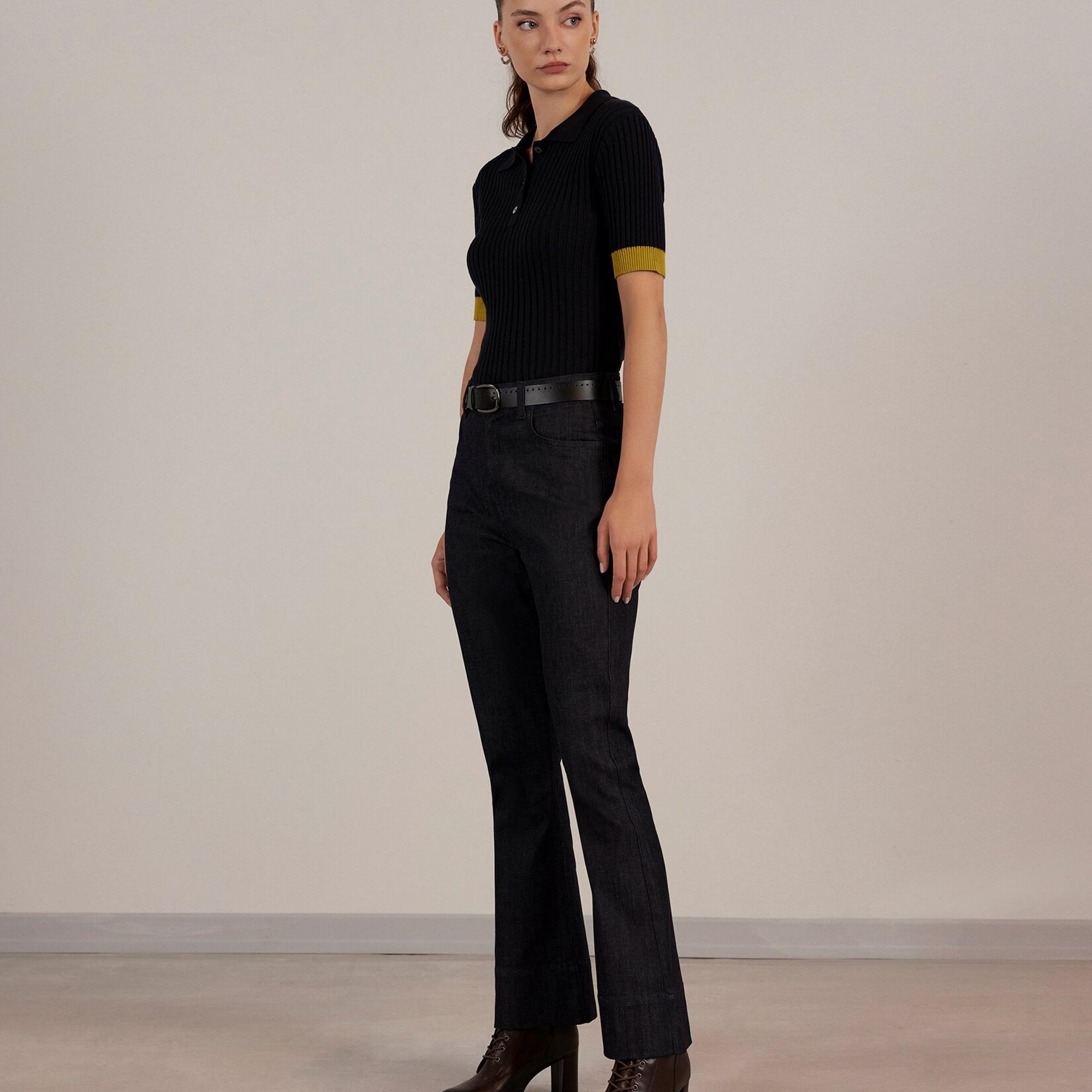 Biye Detaylı Denim Pantolon