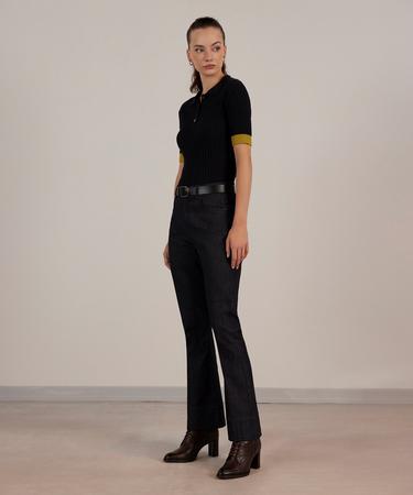  Biye Detaylı Denim Pantolon