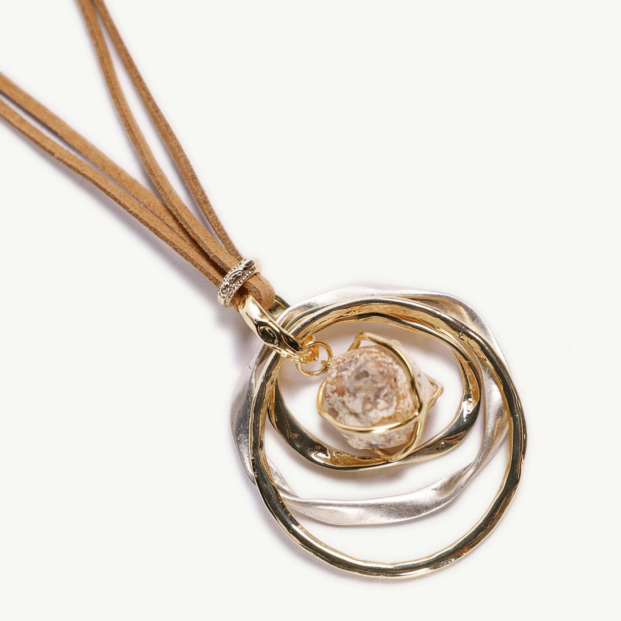 Deri Halka Detaylı Kolye