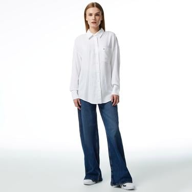  Tommy Jeans Over Linen Kadın Beyaz Gömlek