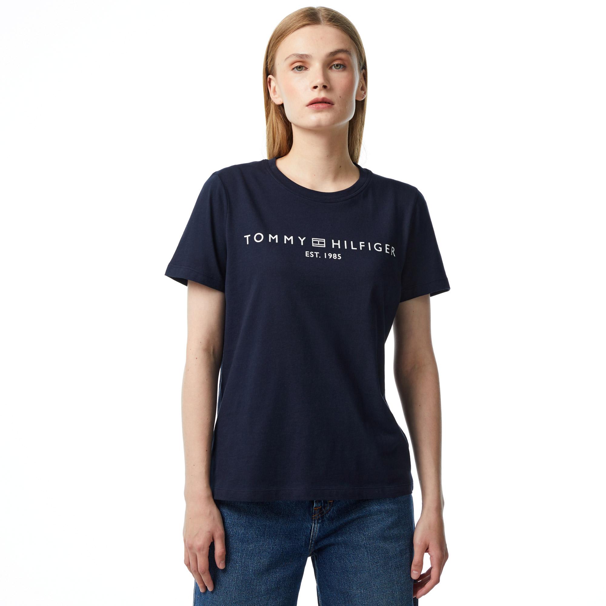 Tommy Hilfiger Reg Logo Kadın Lacivert T-Shirt