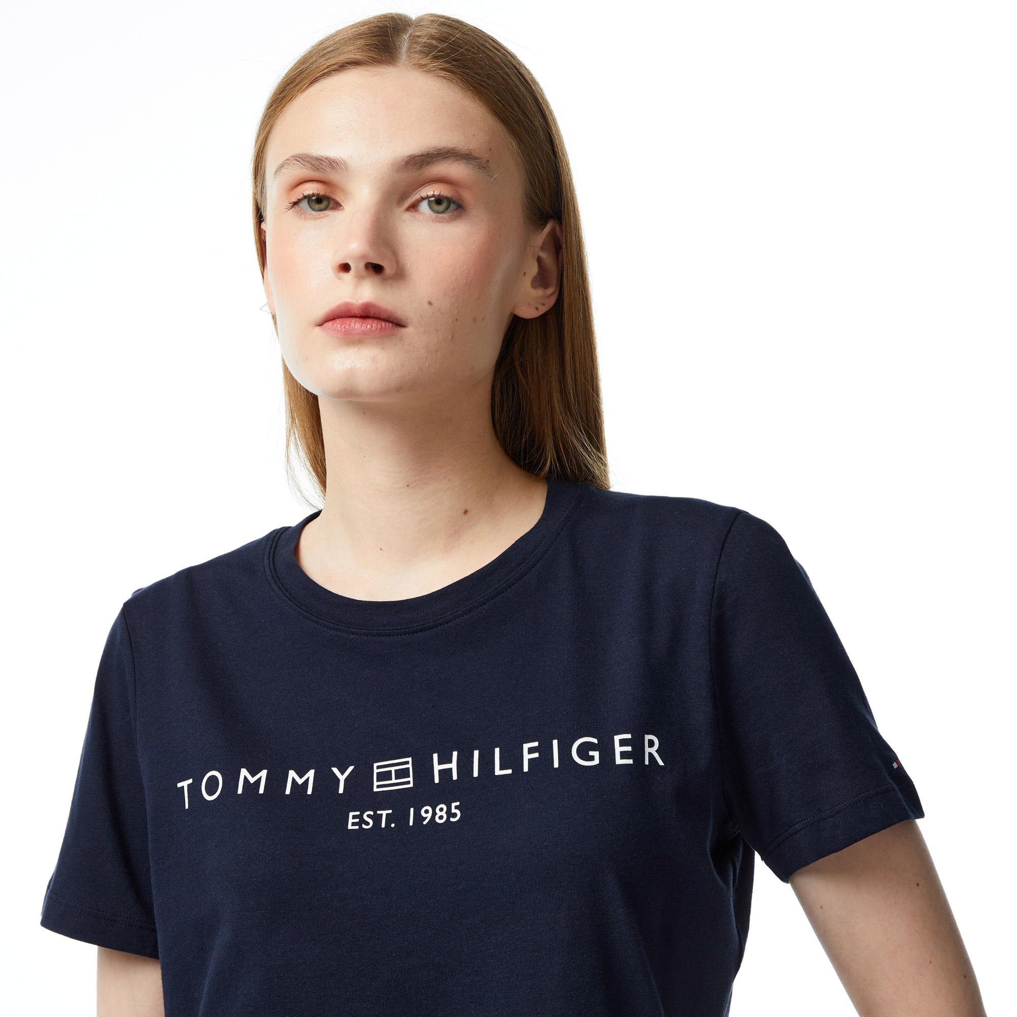 Tommy Hilfiger Reg Logo Kadın Lacivert T-Shirt