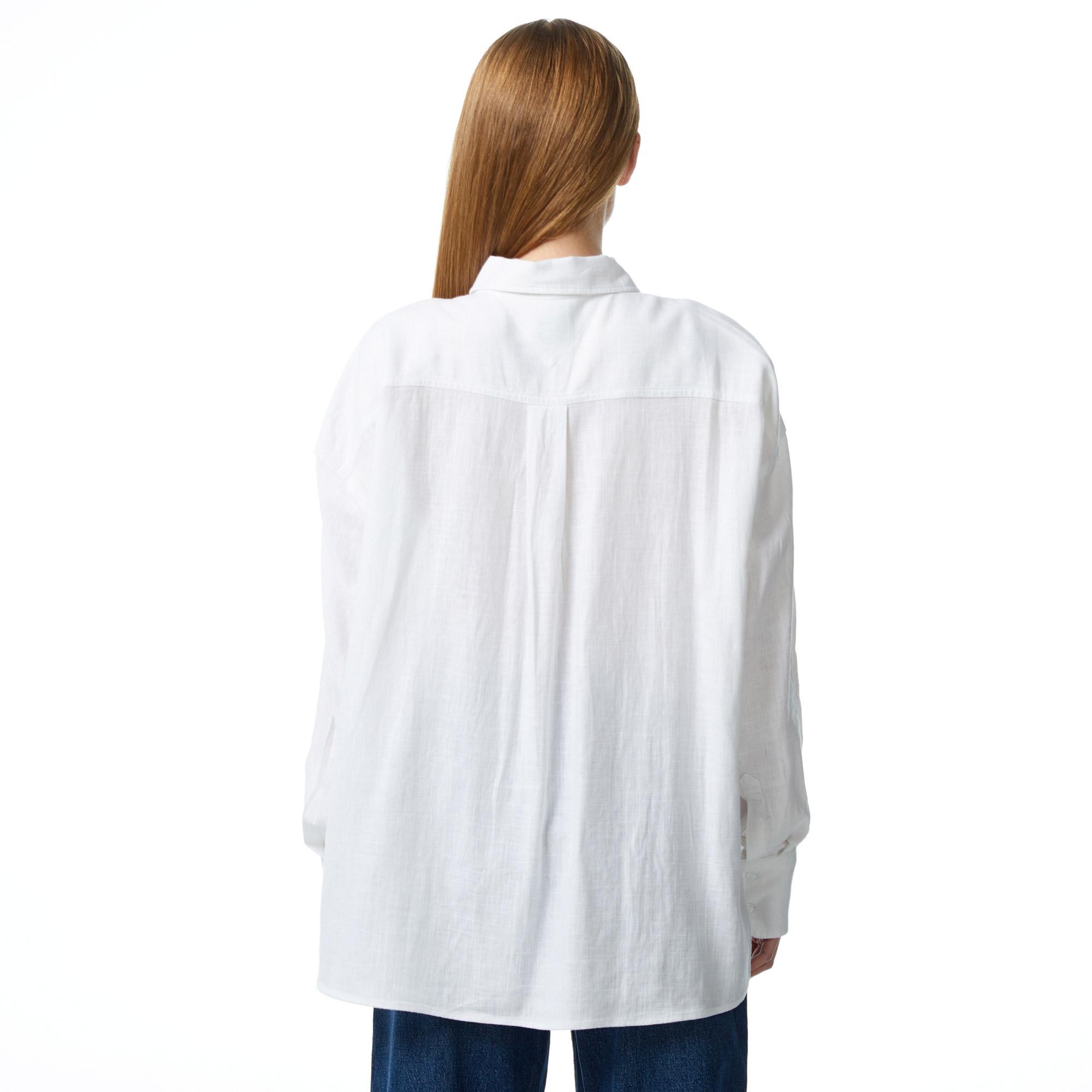 Tommy Jeans Over Linen Kadın Beyaz Gömlek