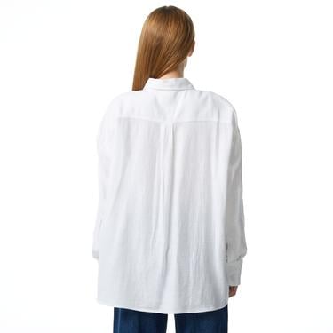  Tommy Jeans Over Linen Kadın Beyaz Gömlek