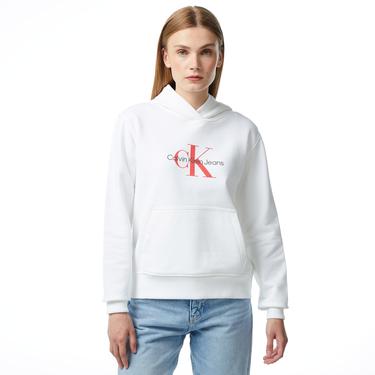  Calvin Klein Jeans Hero Monologo Kadın Beyaz Sweatshirt