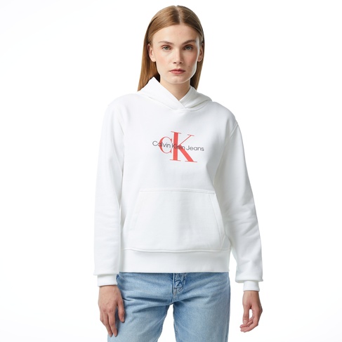  Calvin Klein Jeans Hero Monologo Kadın Beyaz Sweatshirt