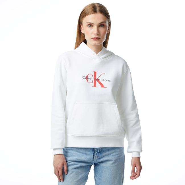  Calvin Klein Jeans Hero Monologo Kadın Beyaz Sweatshirt