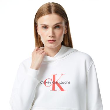  Calvin Klein Jeans Hero Monologo Kadın Beyaz Sweatshirt
