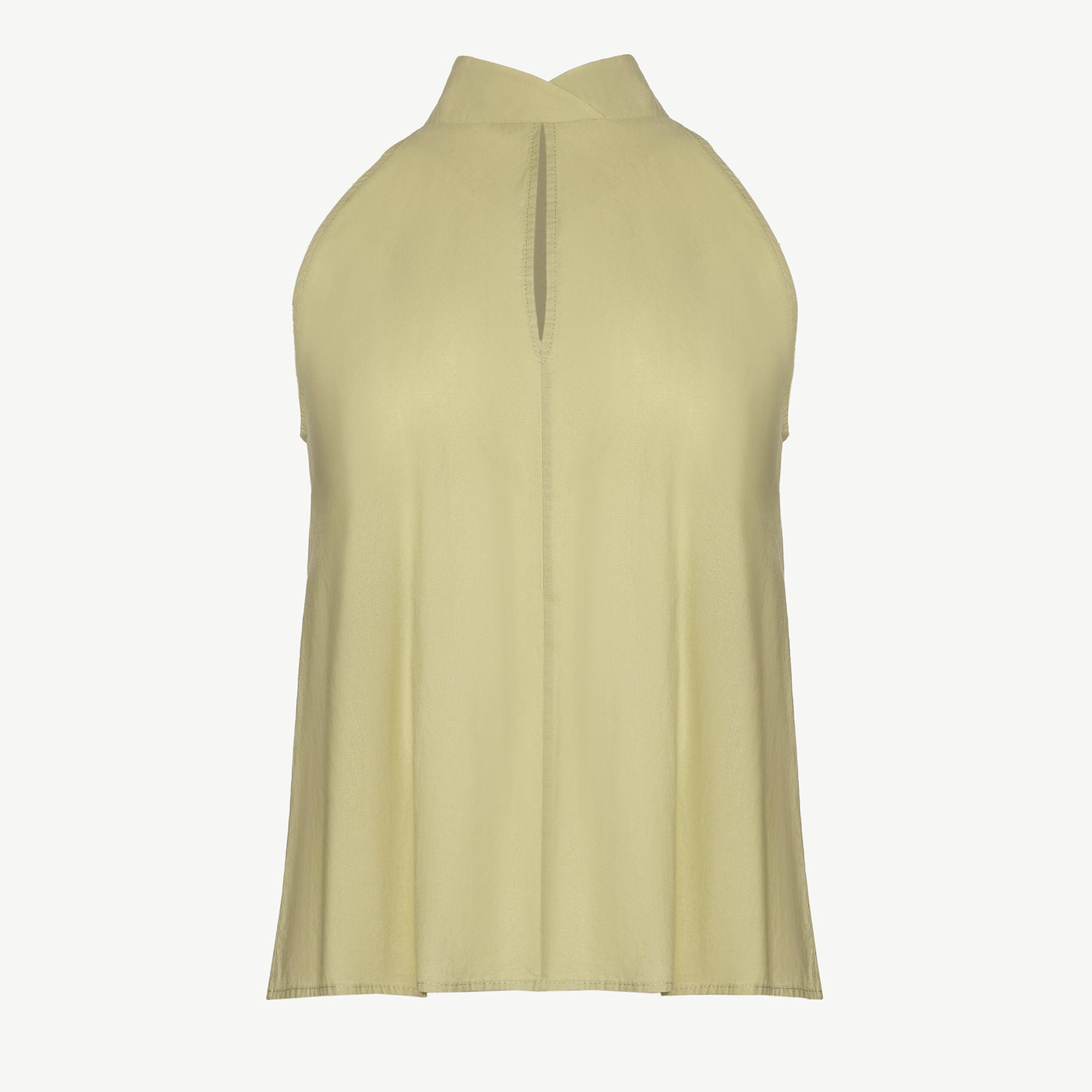 Kolsuz Dik Yaka Bağlamalı Bluz