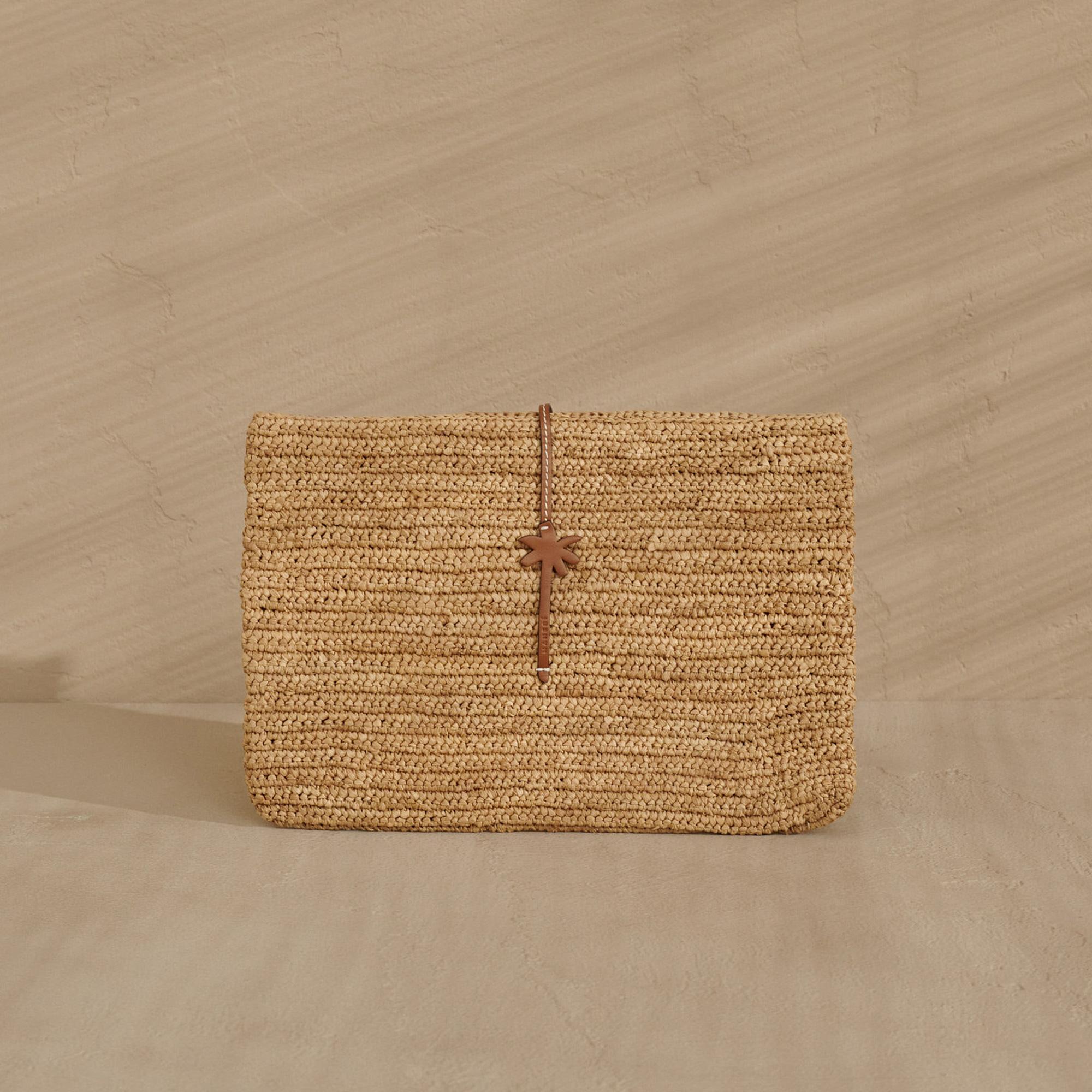 Manebi Handcrafted Raffia Kadın Bej El Çantas