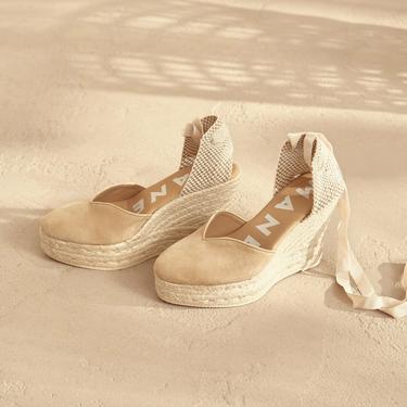  Manebi Hamptons Heart-Shaped Wedge Kadın Bej Dolgu Topuk Ayakkabı