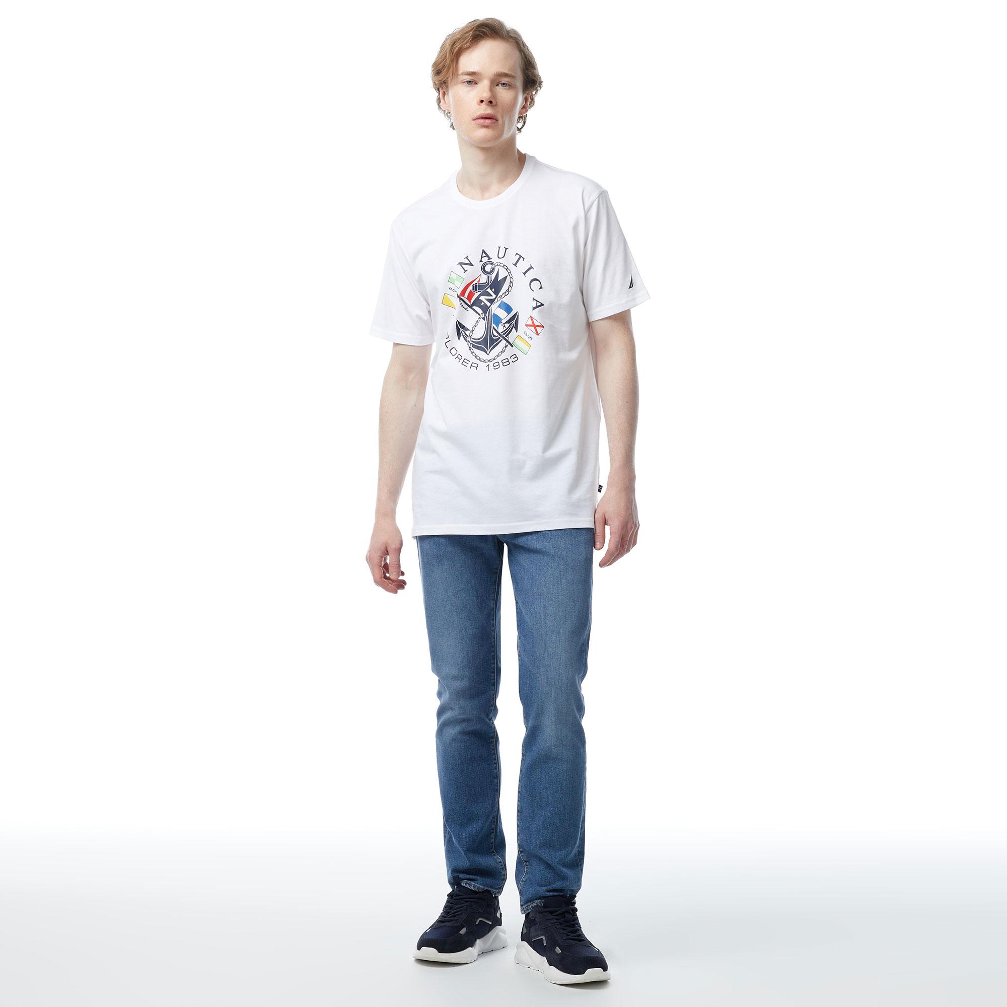 Nautica Erkek Beyaz Standart Fit T-Shirt