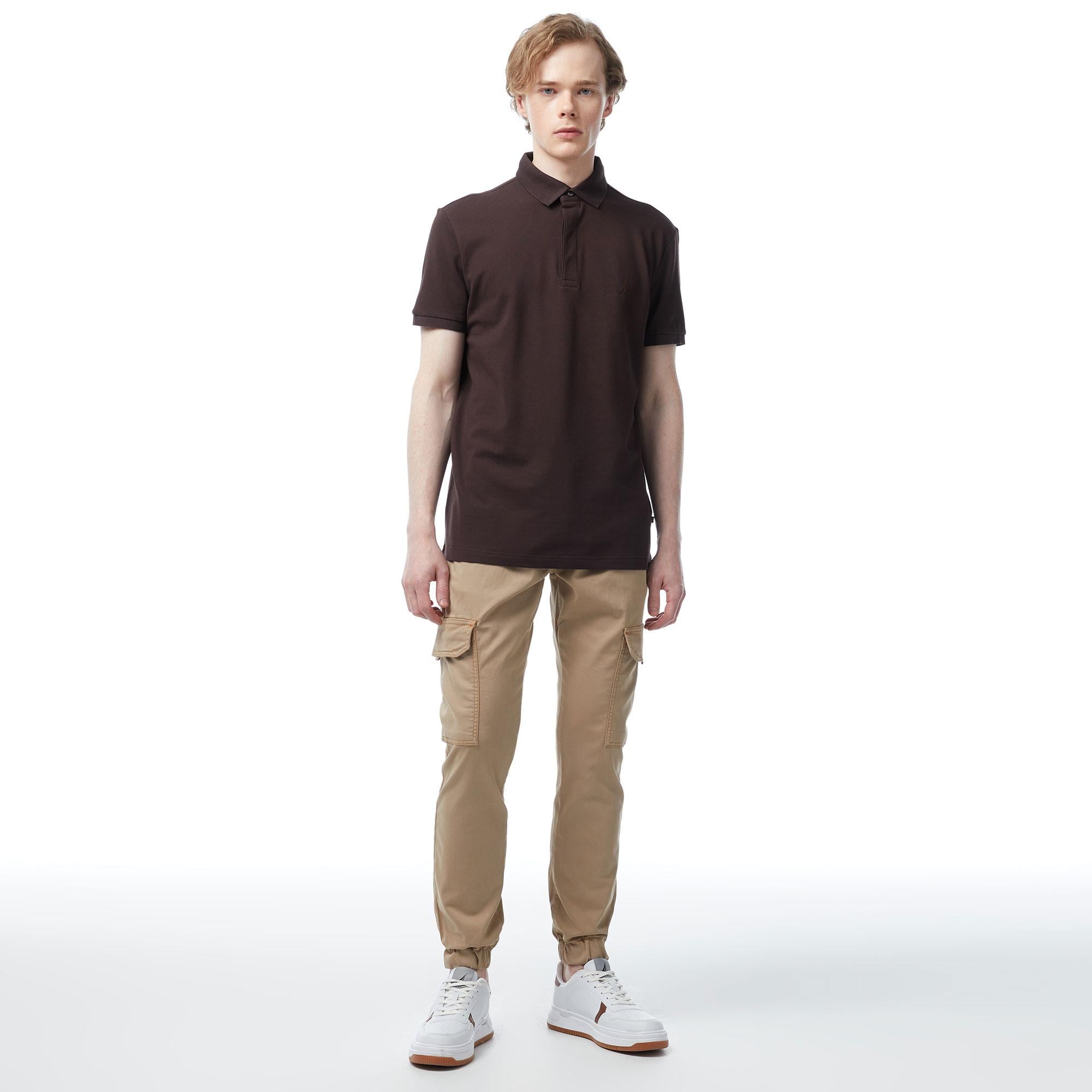 Nautica Erkek Kahverengi Slim Fit Kısa Kollu Polo
