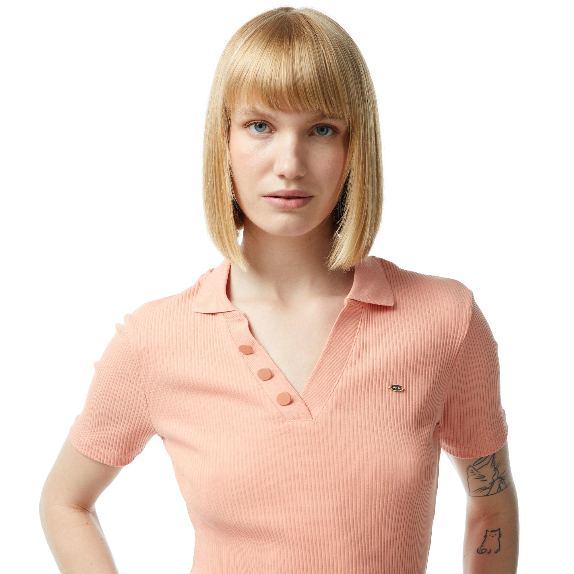 Nautica Kadın Turuncu Slim Fit Kısa Kollu Polo