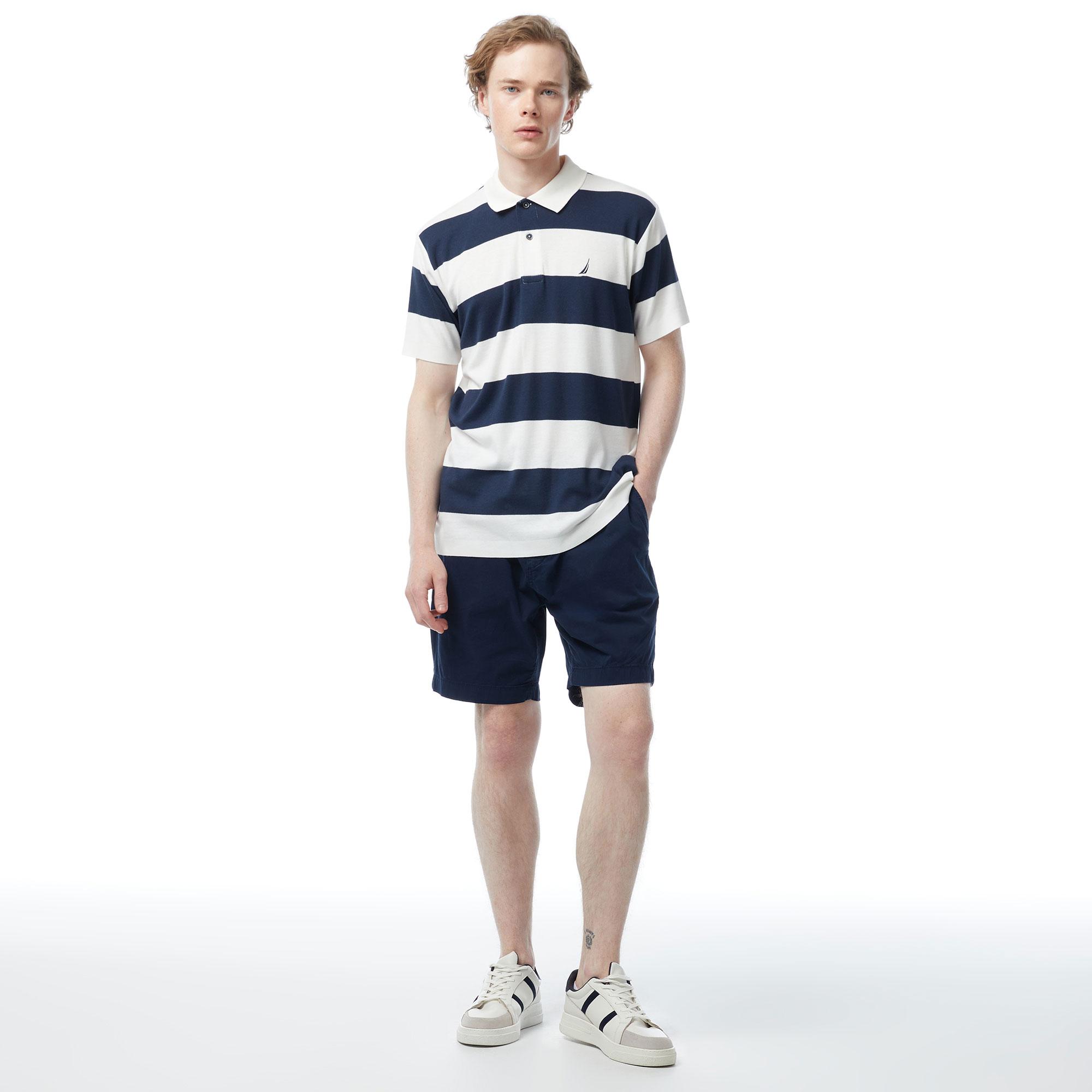 Nautica Erkek Lacivert Classic Fit Kısa Kollu Çizgili Polo Yaka T-Shirt