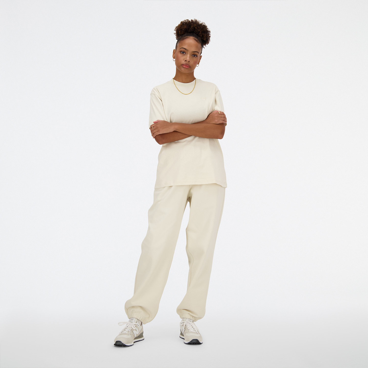  New Balance Athletics Jersey Kadın Krem T-Shirt