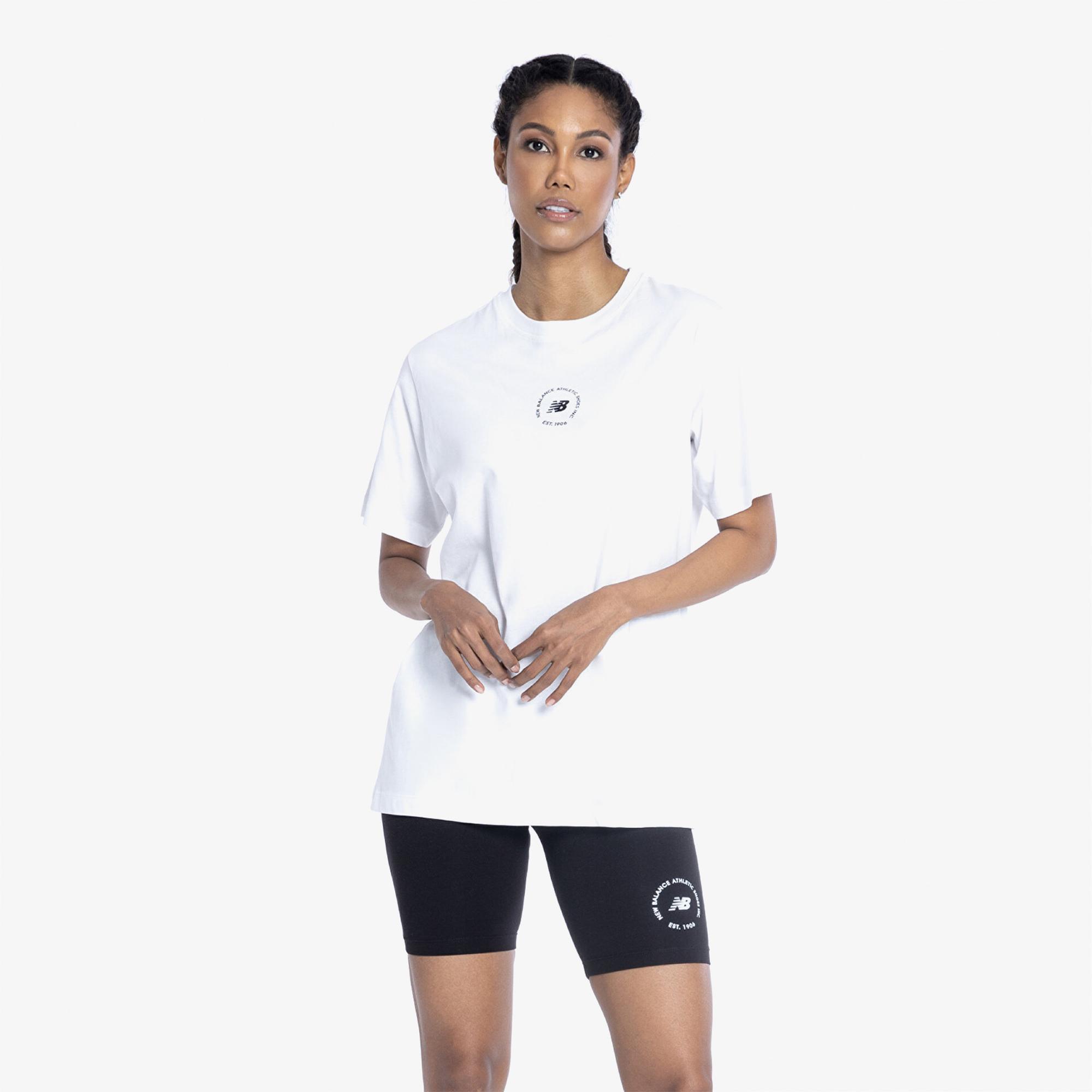 New Balance Unisex Beyaz Günlük T-Shirt