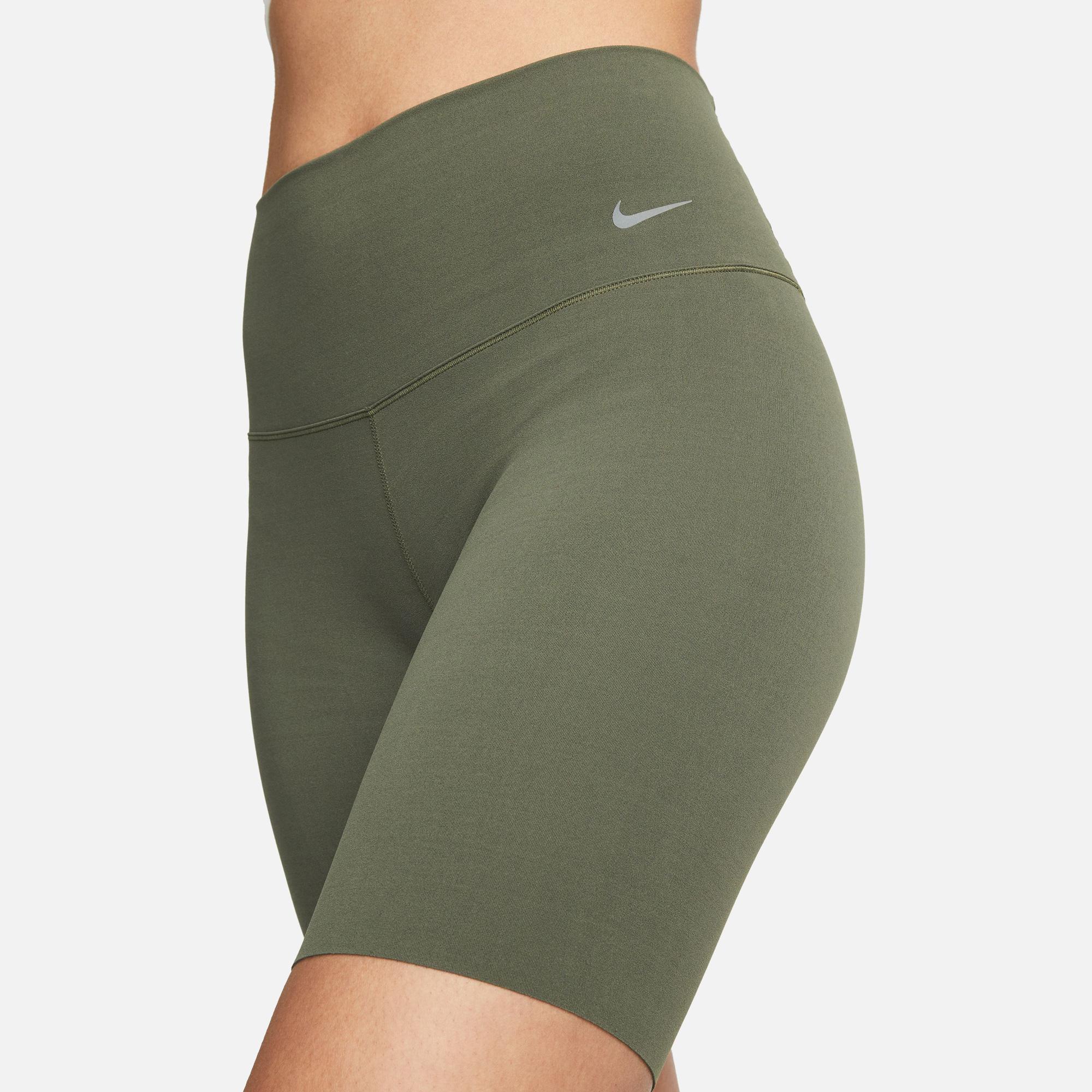 Nike Dri-Fit Zenvy High Rise 20 cm Kadın Haki Bisiklet Şortu