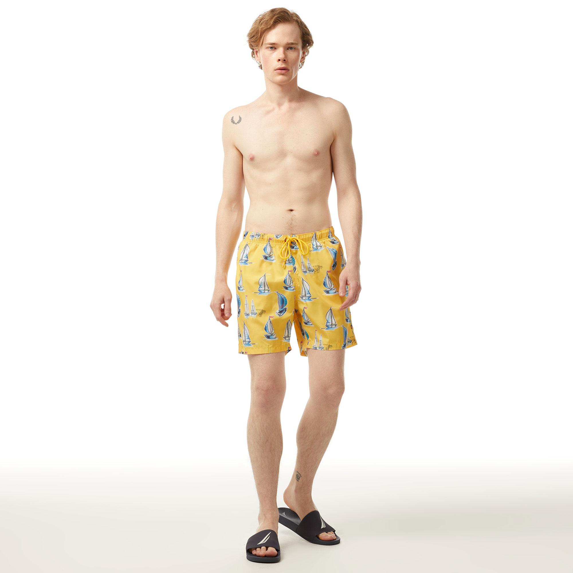 Nautica Erkek Sarı Standart Fit Mayo Şort