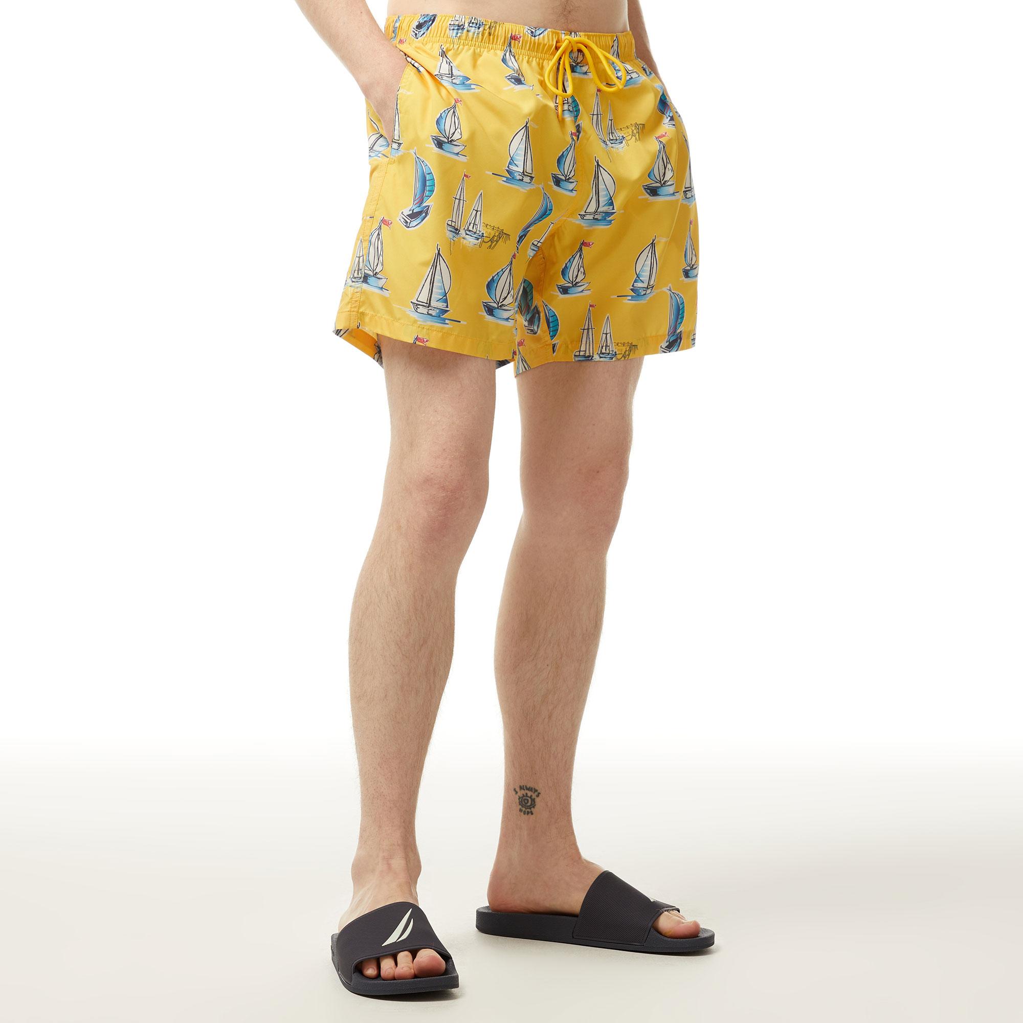 Nautica Erkek Sarı Standart Fit Mayo Şort