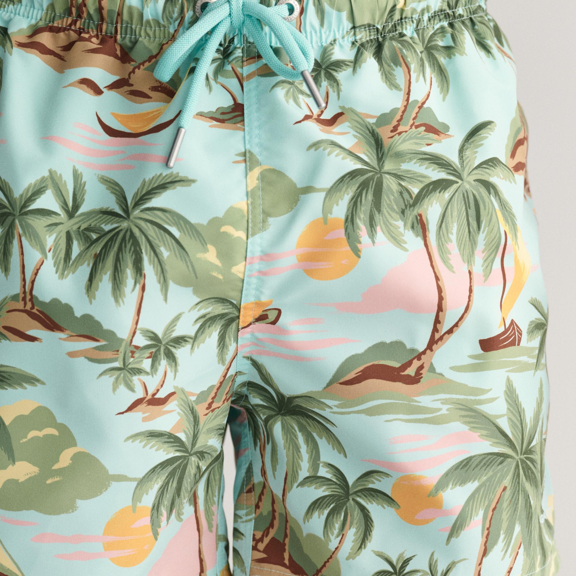 GANT Erkek Yeşil Regular Fit Desenli Mayo Şort