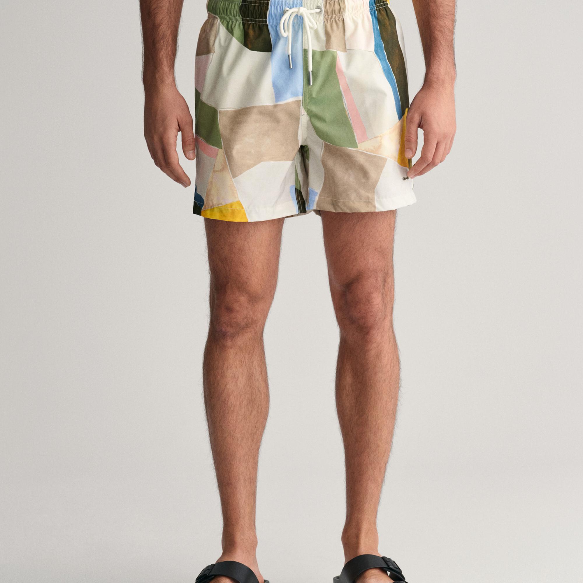 GANT Erkek Sarı Regular Fit Desenli Mayo Şort