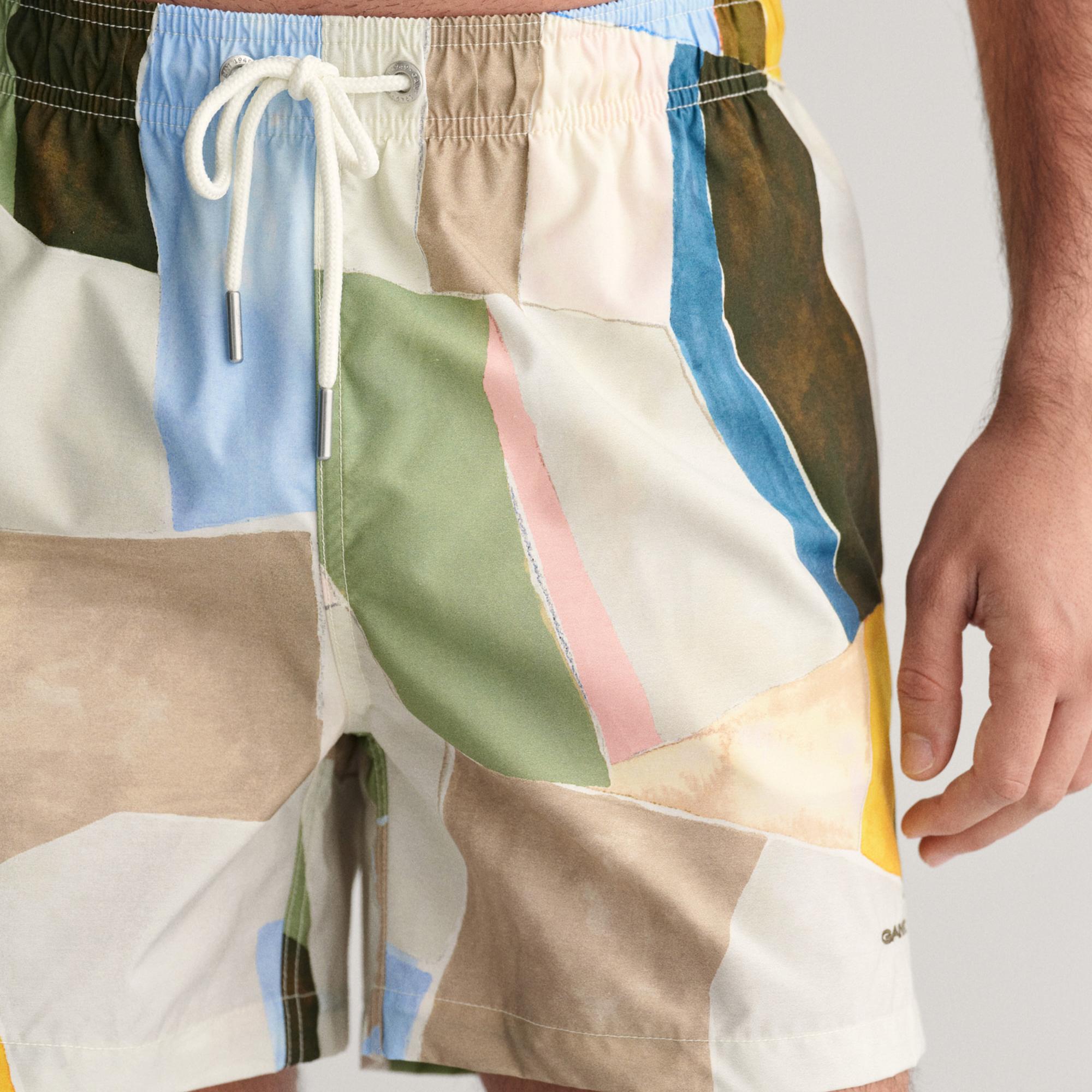 GANT Erkek Sarı Regular Fit Desenli Mayo Şort