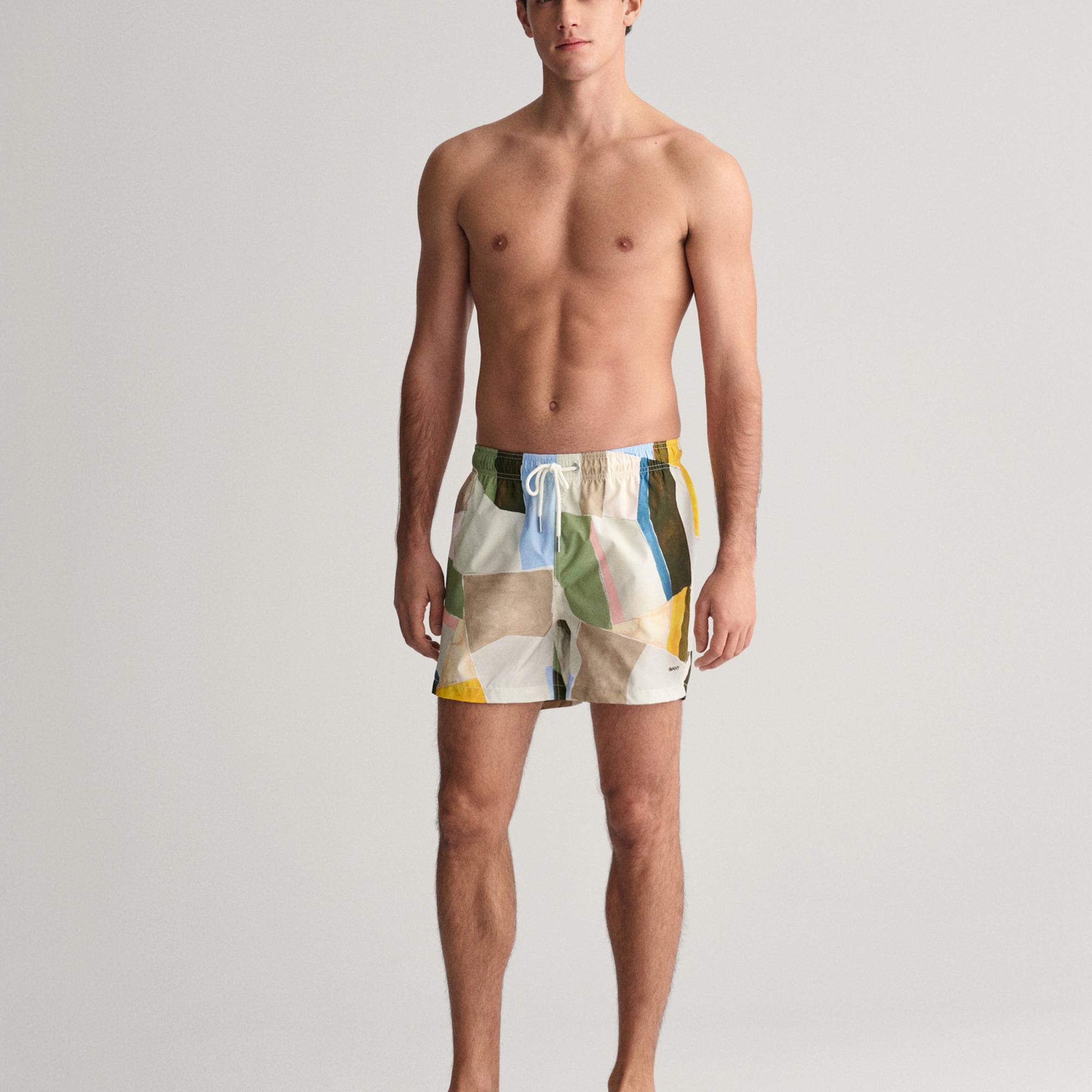 GANT Erkek Sarı Regular Fit Desenli Mayo Şort