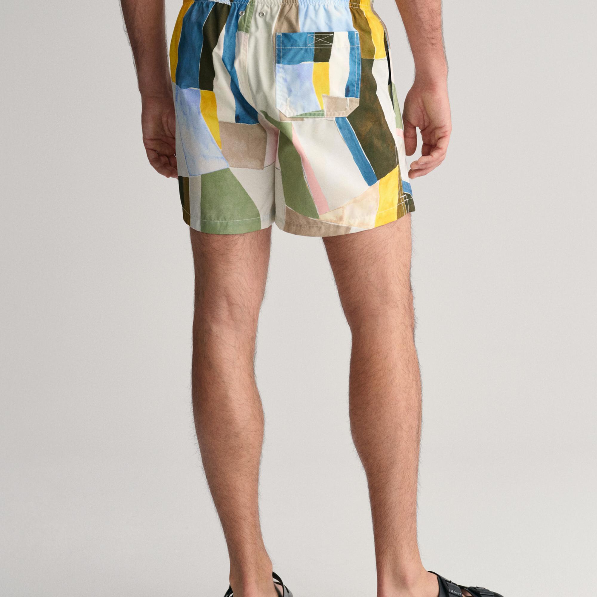 GANT Erkek Sarı Regular Fit Desenli Mayo Şort