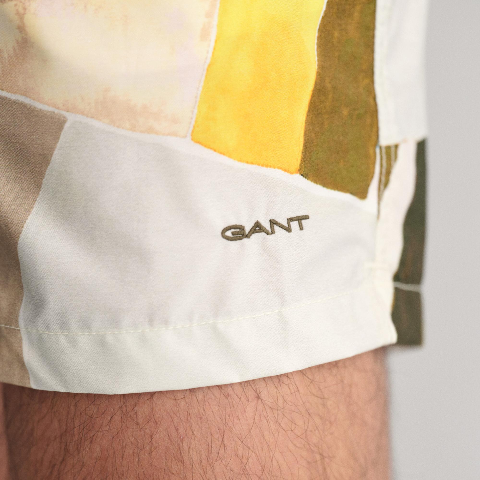 GANT Erkek Sarı Regular Fit Desenli Mayo Şort