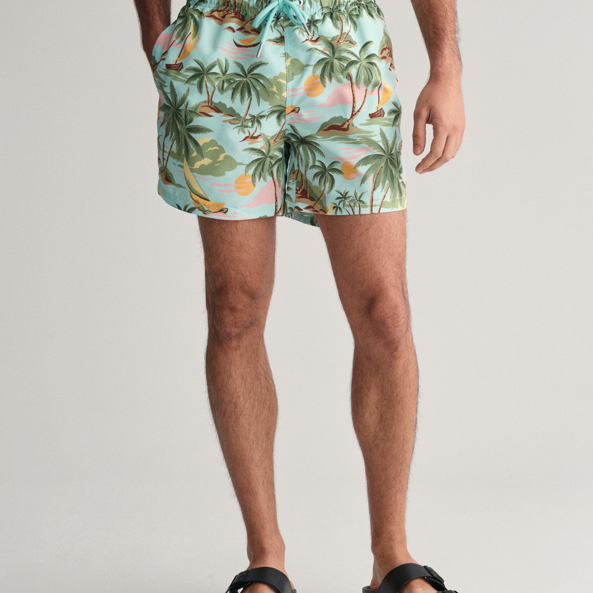 GANT Erkek Yeşil Regular Fit Desenli Mayo Şort