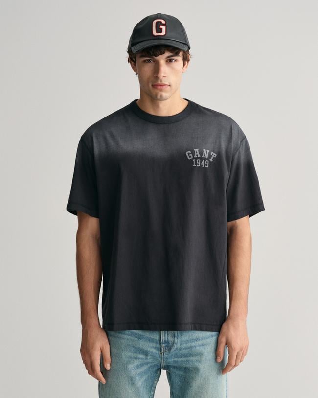  GANT Erkek Siyah Relaxed Fit Bisiklet Yaka Logolu T-shirt