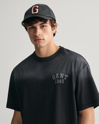  GANT Erkek Siyah Relaxed Fit Bisiklet Yaka Logolu T-shirt