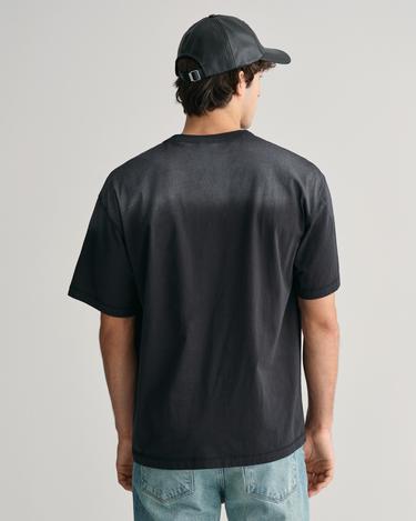  GANT Erkek Siyah Relaxed Fit Bisiklet Yaka Logolu T-shirt