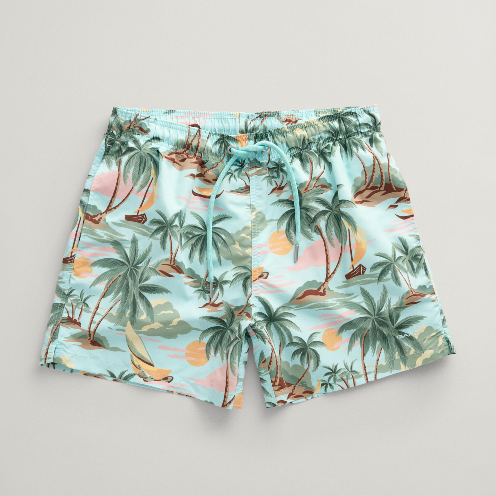 GANT Erkek Yeşil Regular Fit Desenli Mayo Şort